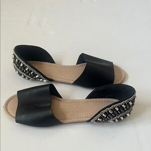 Elegant Black Beaded Women's Sandals
